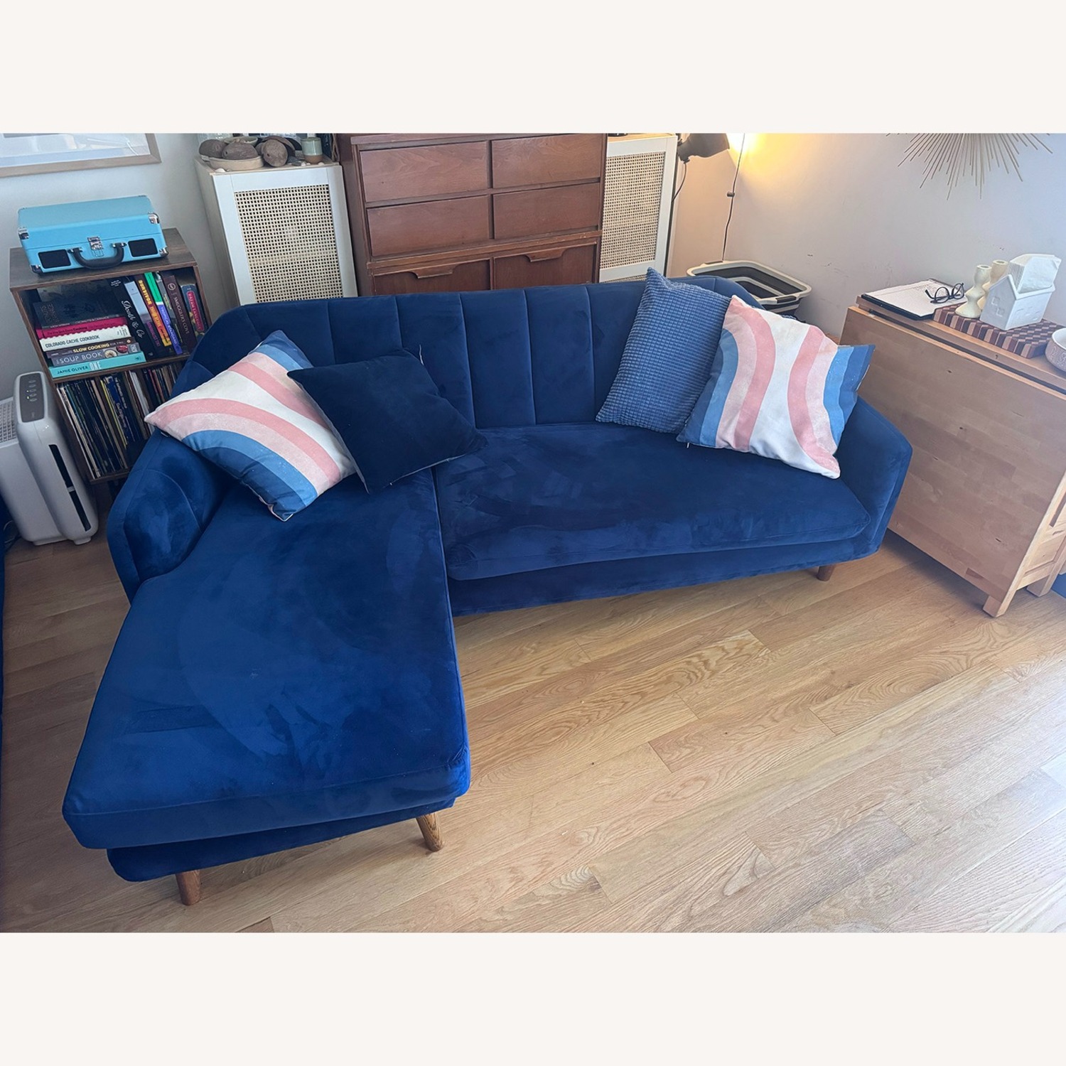 Blue Velvet Desmond Reversible Sectional - image-3