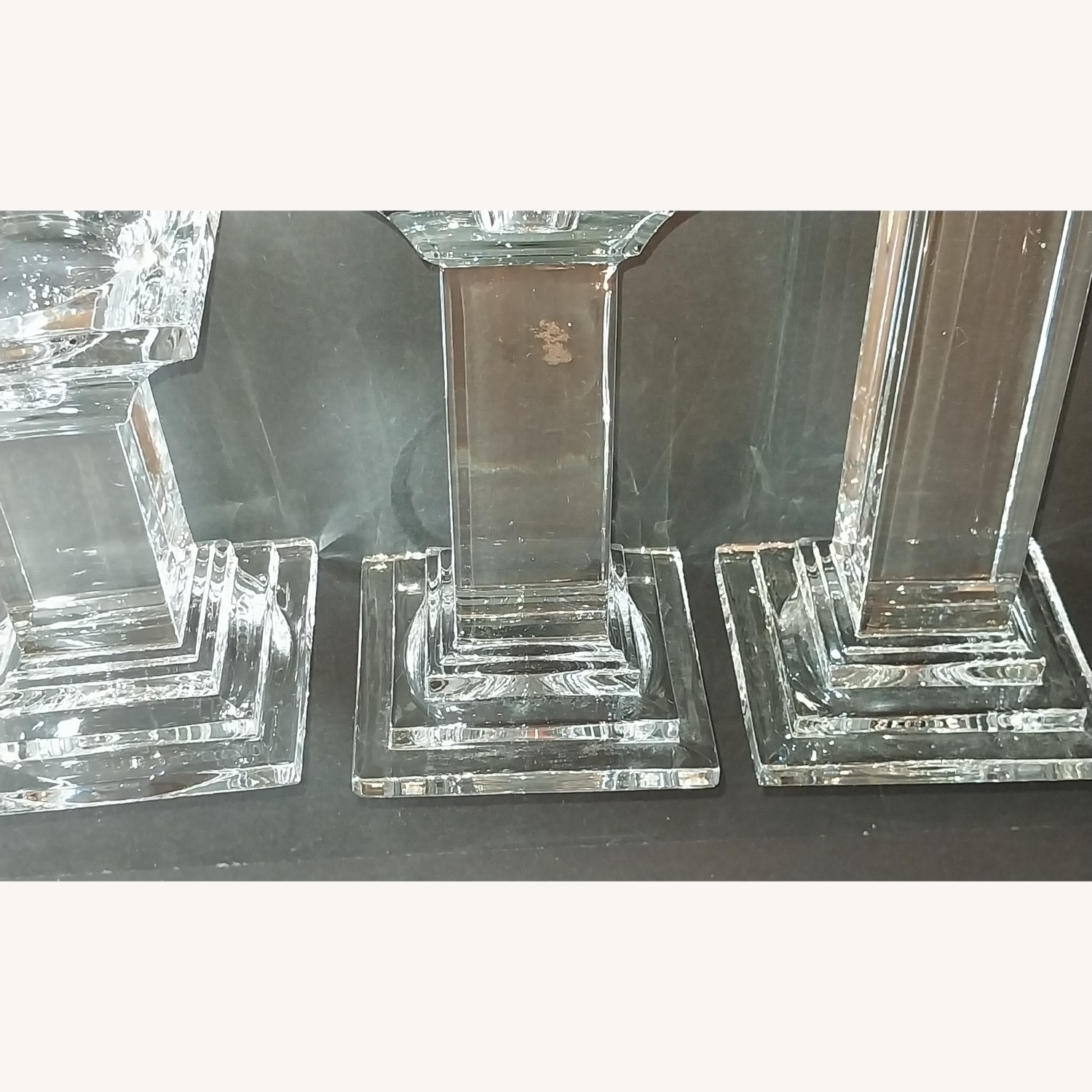 Crystal Candle Holders Multi-Height Set of 3  - image-1