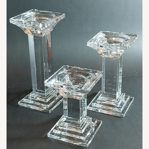Used Crystal Candle Holders Multi-Height Set of 3 for sale on AptDeco