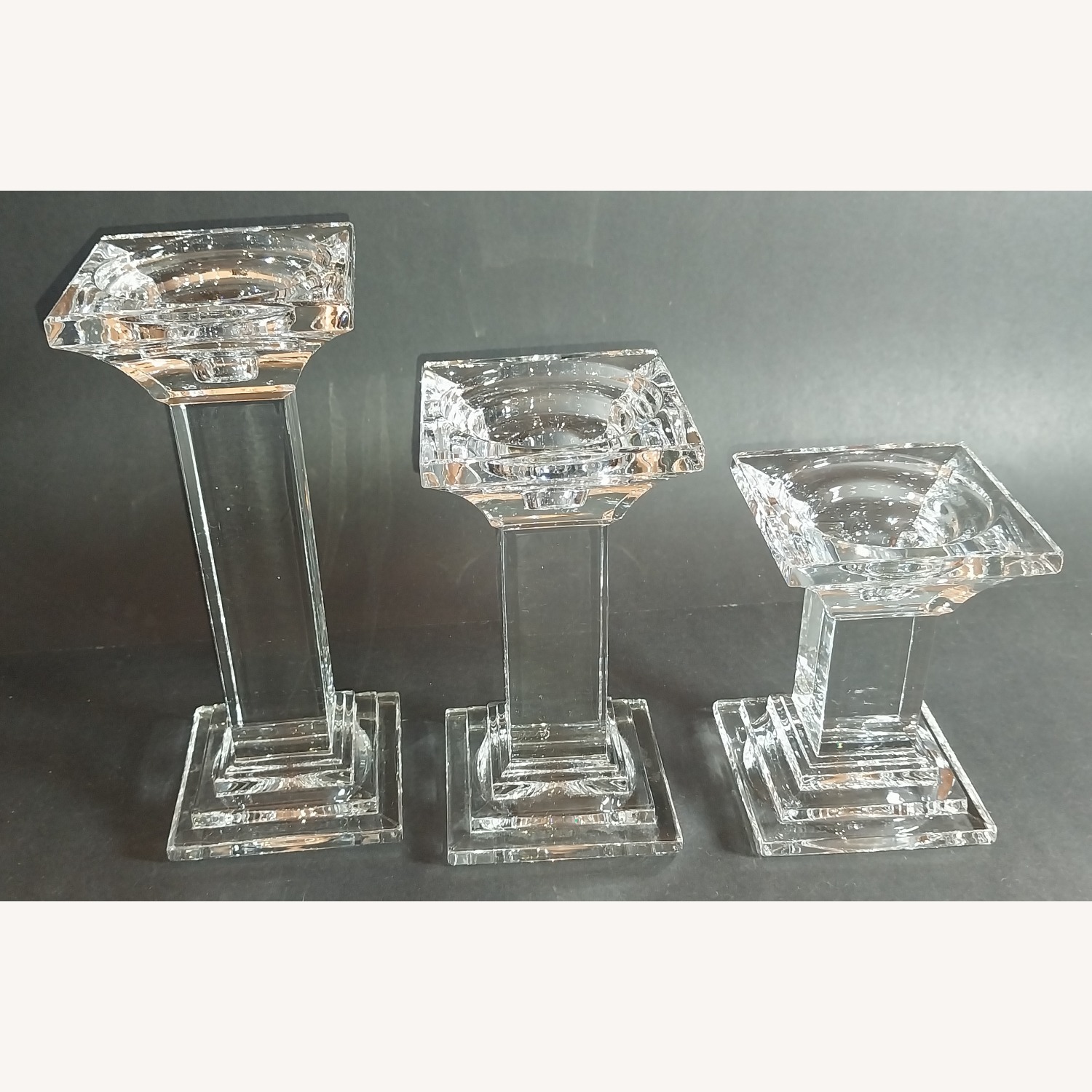 Crystal Candle Holders Multi-Height Set of 3  - image-5