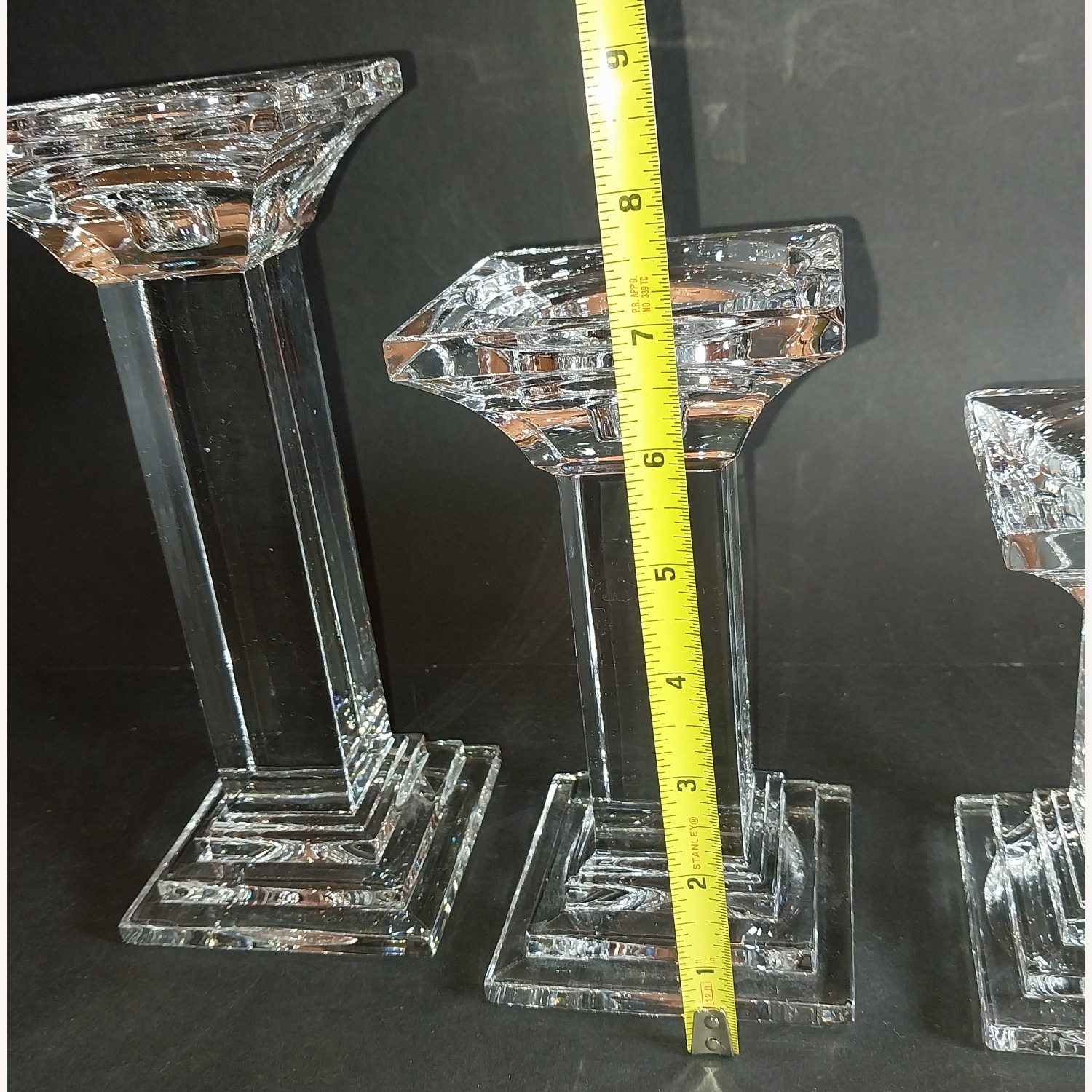 Crystal Candle Holders Multi-Height Set of 3  - image-9