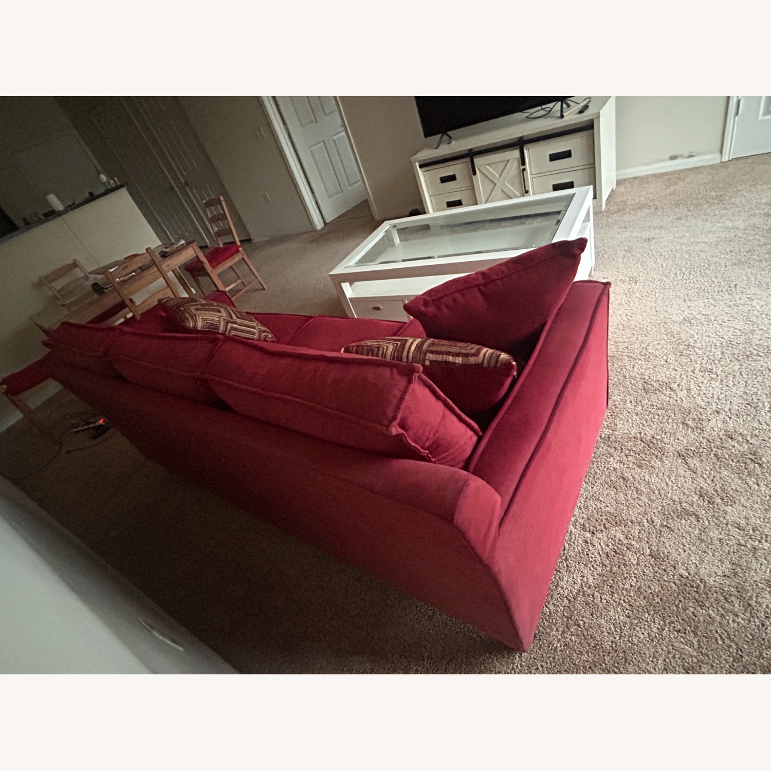 Jessie Red 80" Sofa With 4 Pillows - image-6