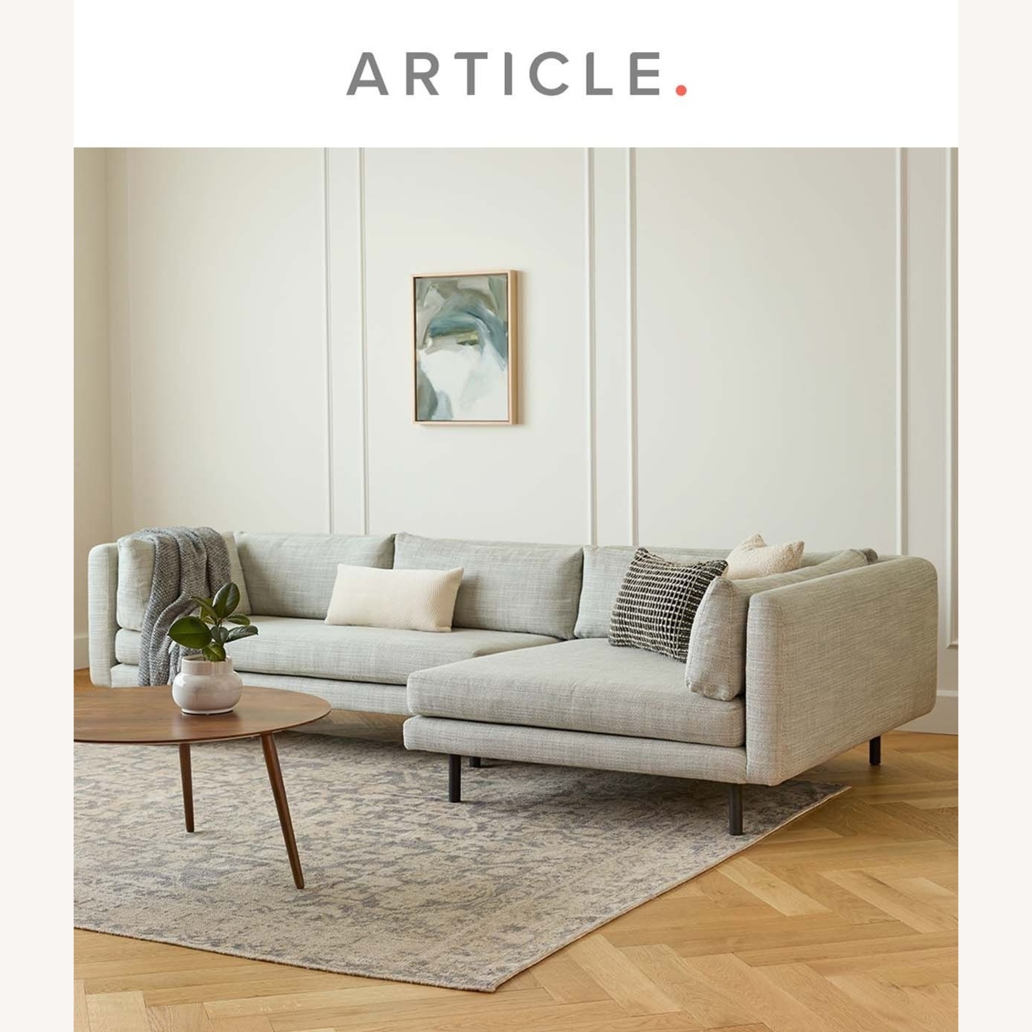 Article Lappi Light Gray Fabric 2 Piece Sectional - image-7