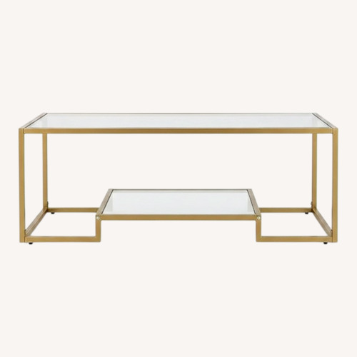 Used Tangkula Glass Coffee Table With Gold Detailing for sale on AptDeco