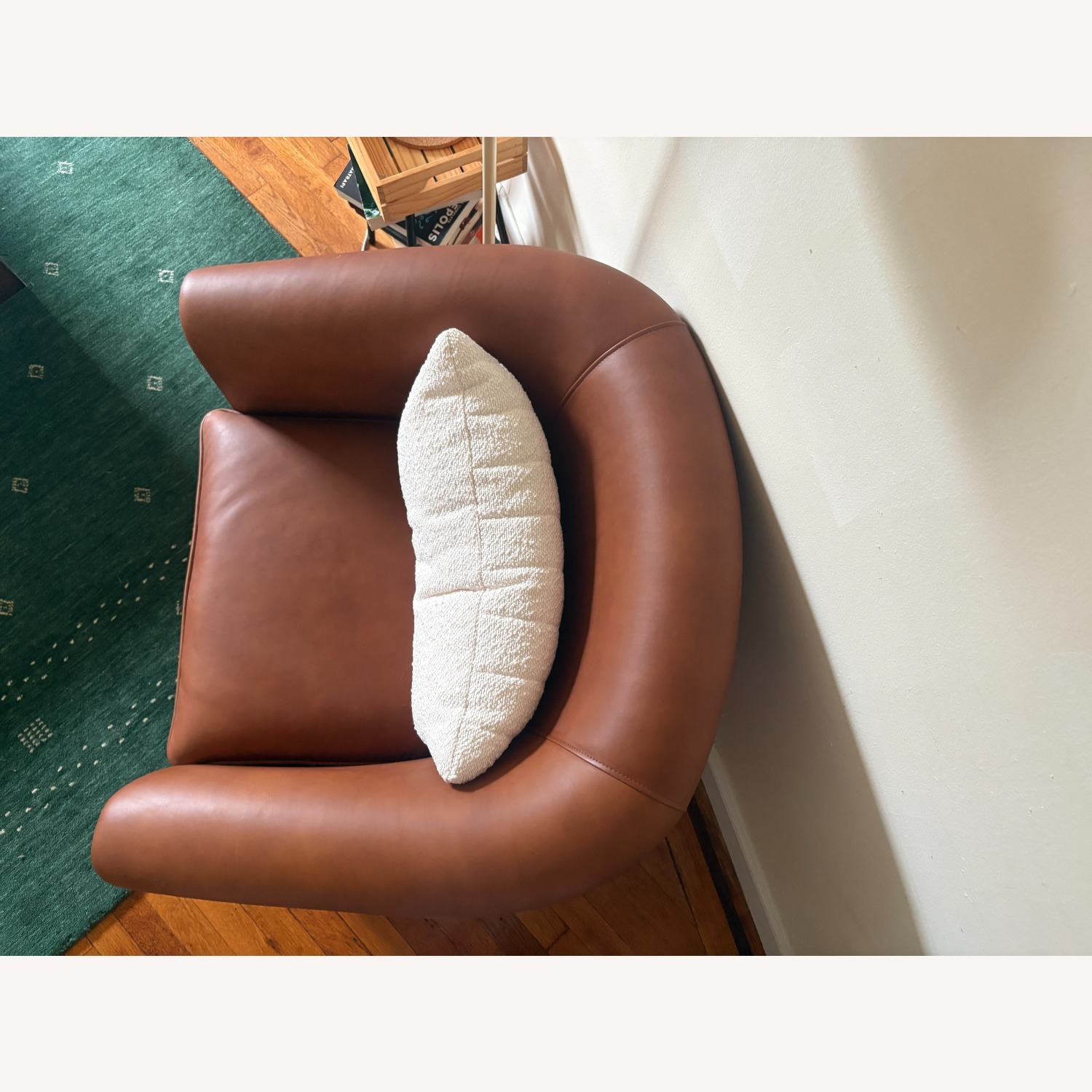 Grandin Road Light Brown Leather Armchair - image-4