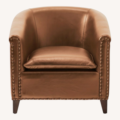 Used Grandin Road Light Brown Leather Armchair for sale on AptDeco