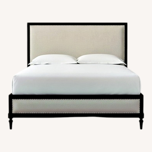 Used Restoration Hardware Maison Fabric Panel Grey Oak Queen Bed for sale on AptDeco