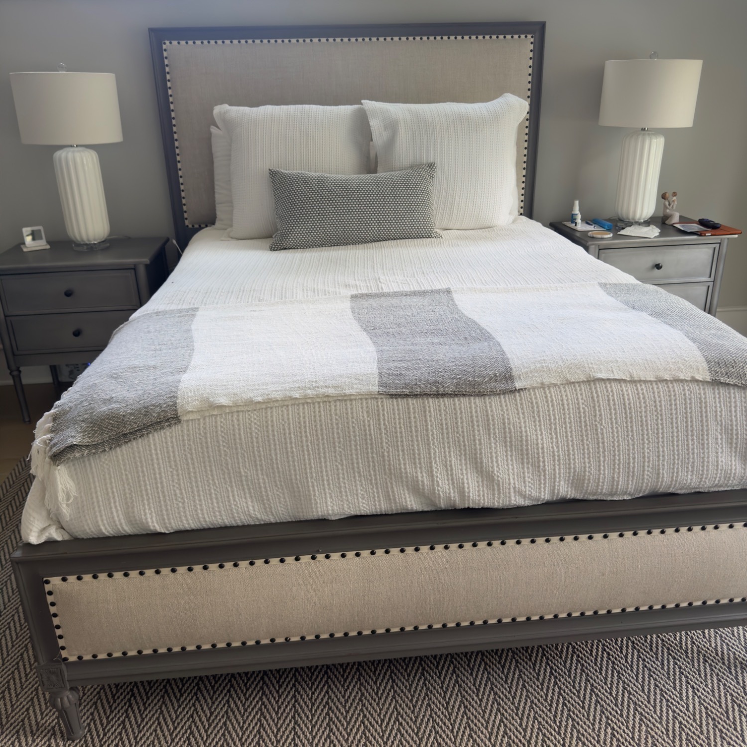 Restoration Hardware Maison Fabric Panel Grey Oak Queen Bed - image-13