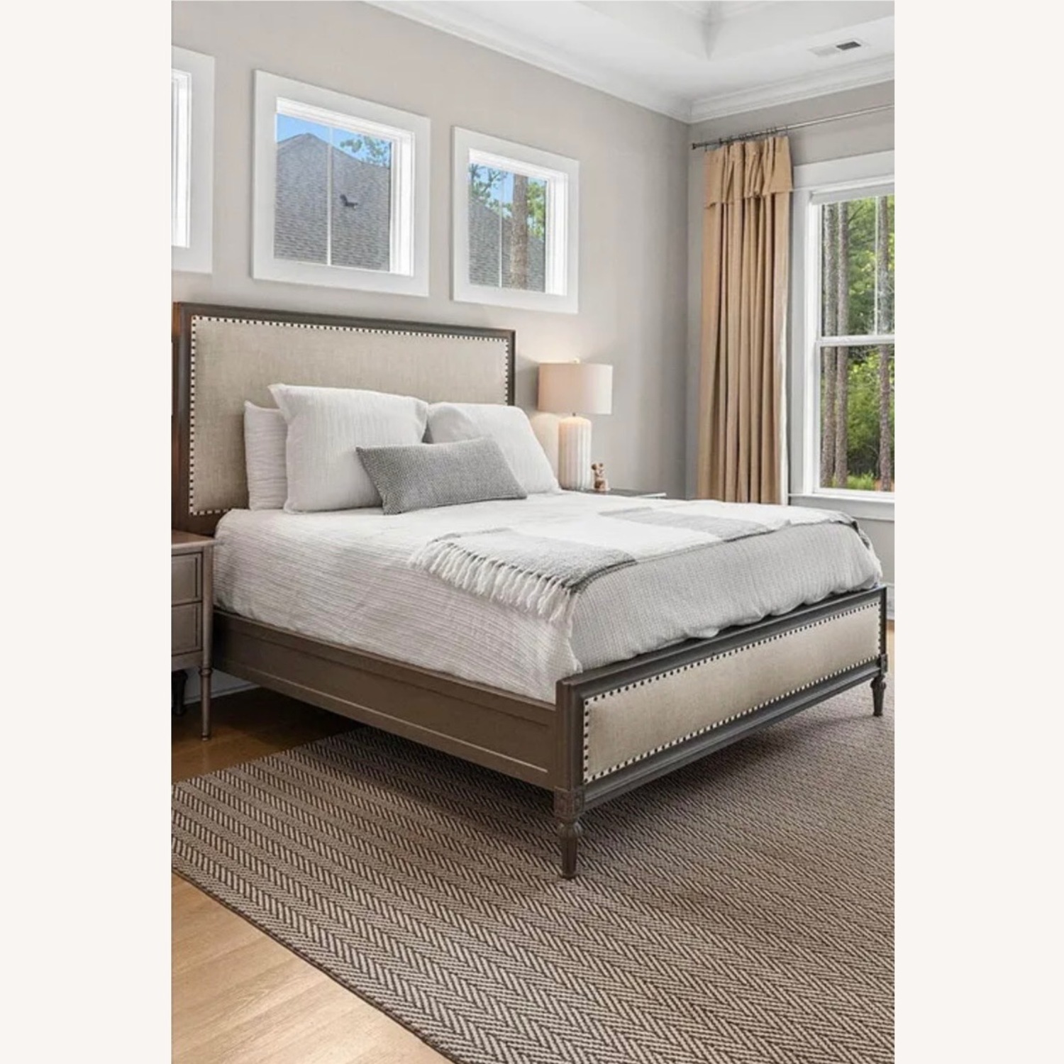 Restoration Hardware Maison Fabric Panel Grey Oak Queen Bed - image-8