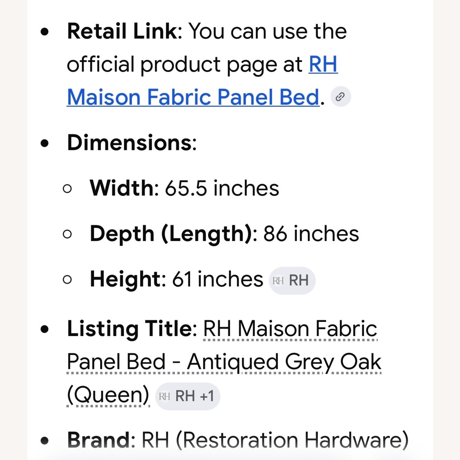 Restoration Hardware Maison Fabric Panel Grey Oak Queen Bed - image-22