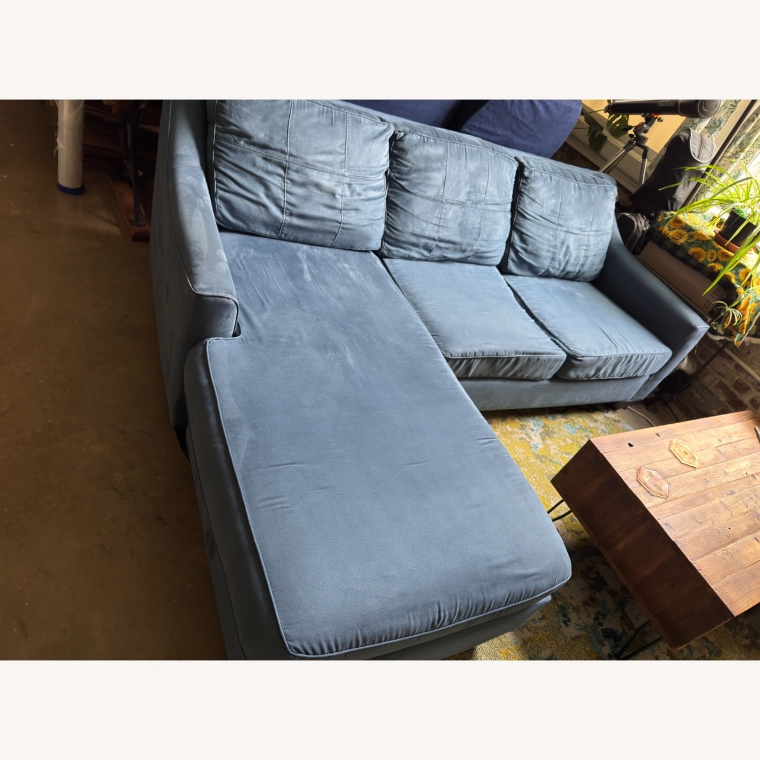 Blue Suede Chaise Lounge - image-2