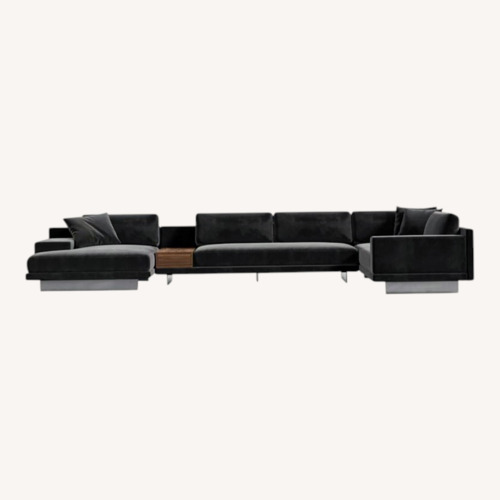 Used Rove Concepts Dresden Black Velvet 2 Piece Sectional for sale on AptDeco