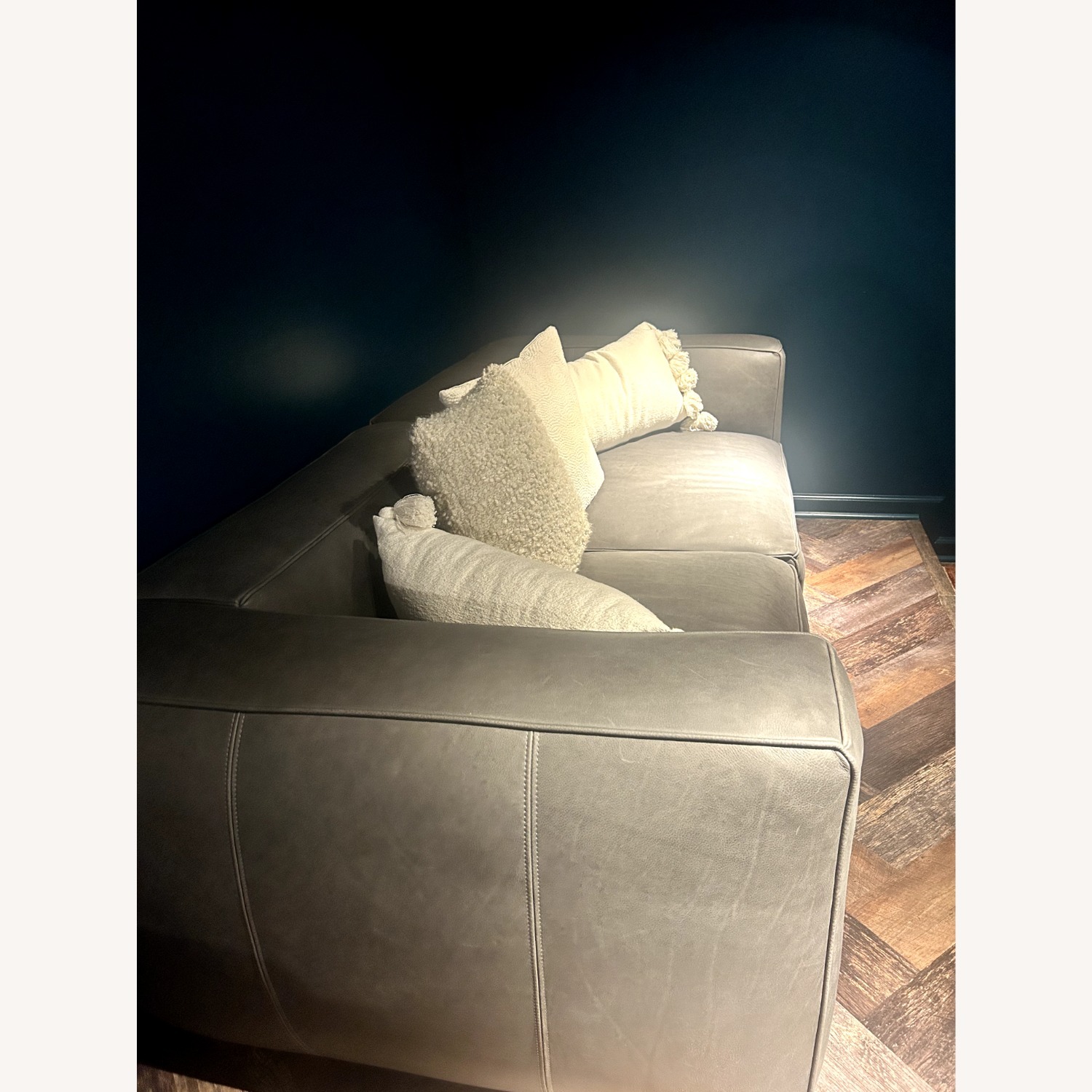 Arhaus Coburn Charcoal Leather Sofa - image-3