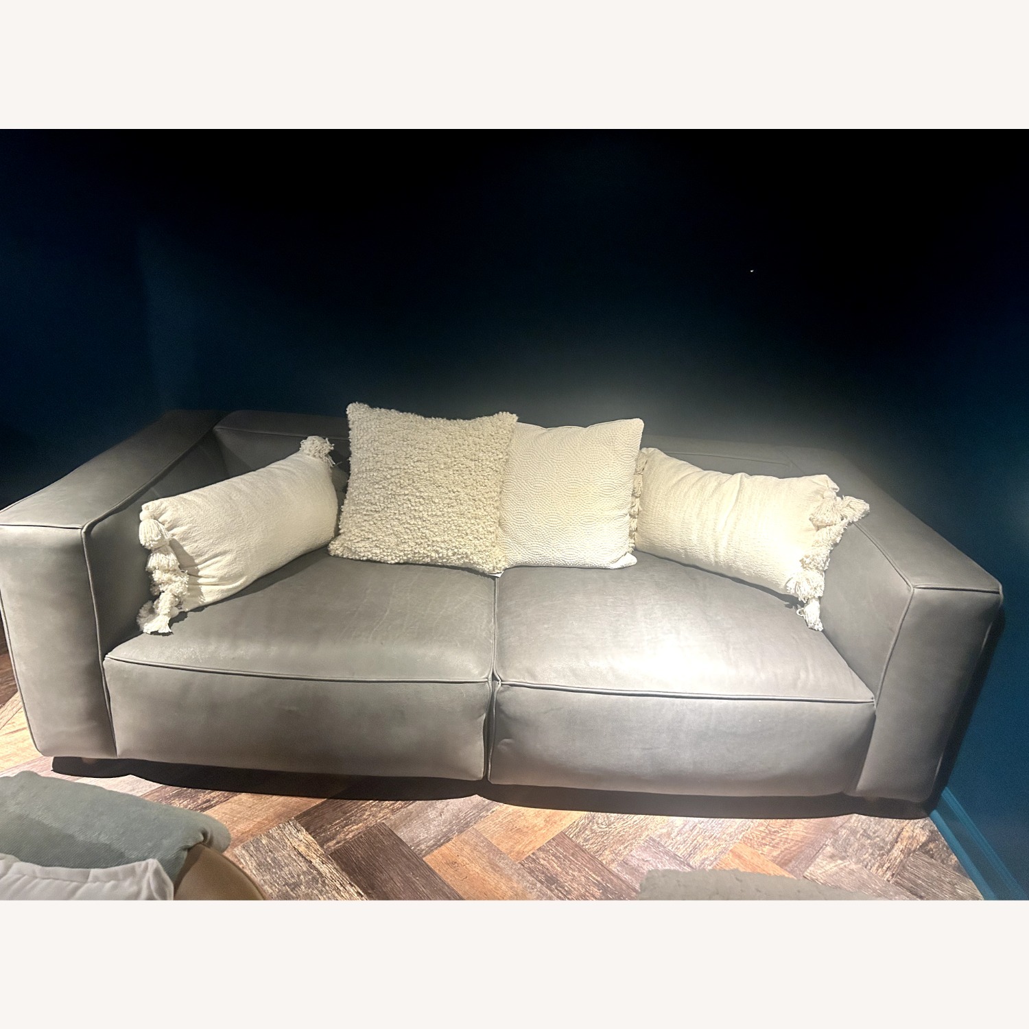 Arhaus Coburn Charcoal Leather Sofa - image-2