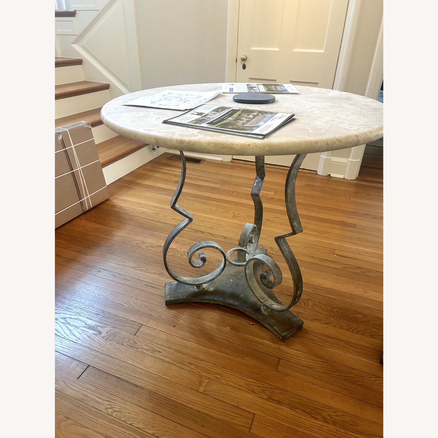 Vintage/Antique Finds White Marble Side Table - image-1