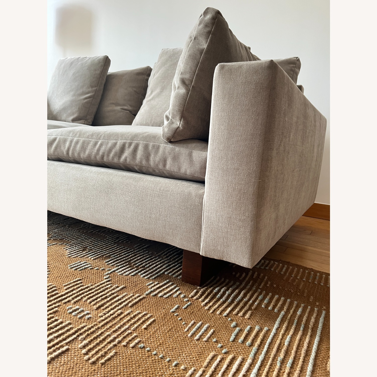West Elm Light Taupe Velvet Harmony Sofa - image-4