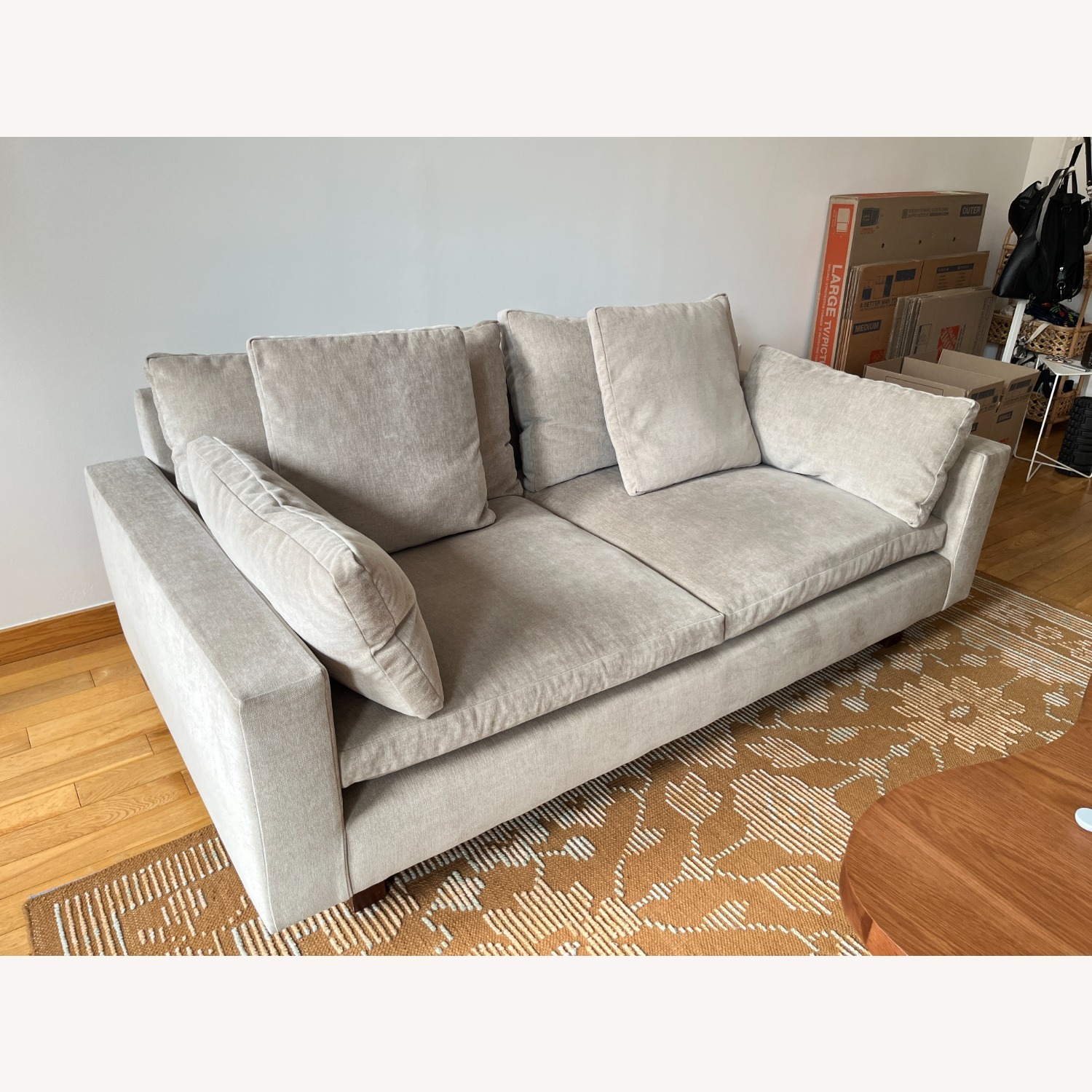 West Elm Light Taupe Velvet Harmony Sofa - image-2