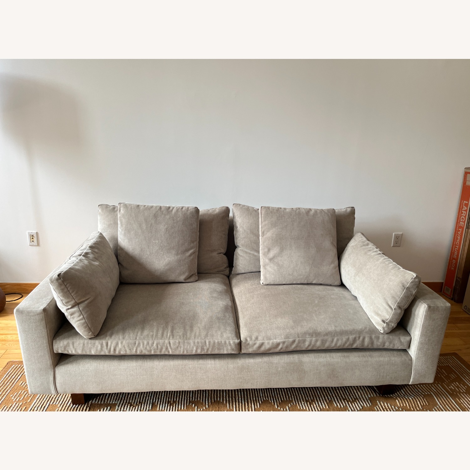 West Elm Light Taupe Velvet Harmony Sofa - image-1
