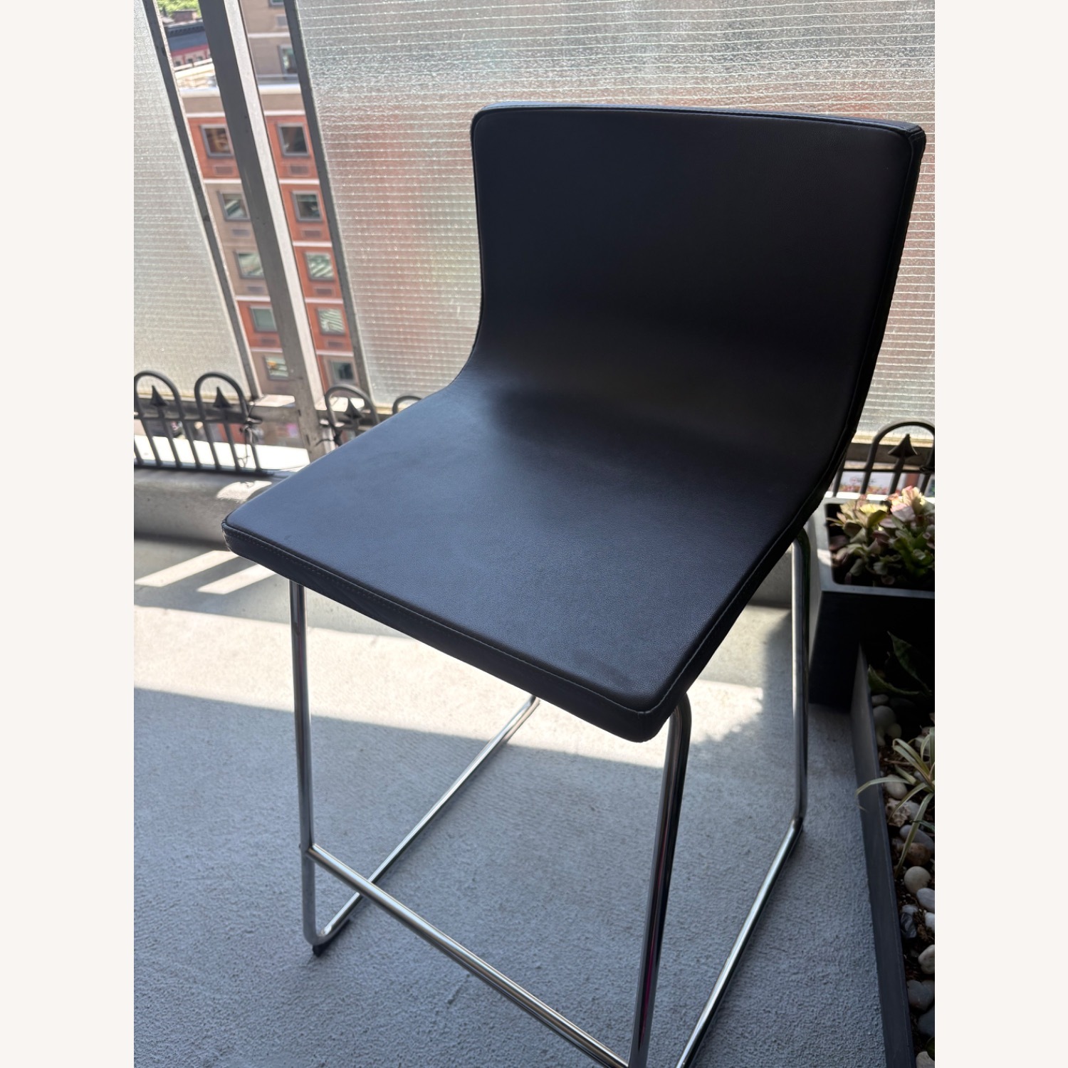IKEA Bernhard Dark Brown Leather Stools - image-2