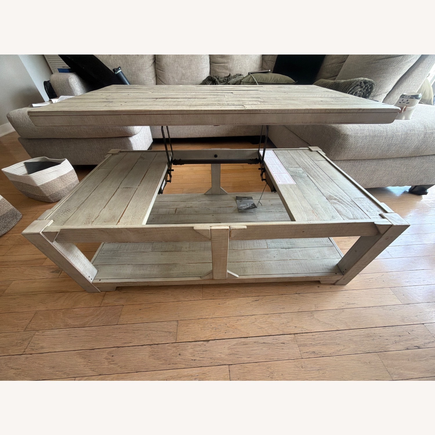 Ashley Furniture Fregine Gray Wood Lift Top Coffee Table - image-2