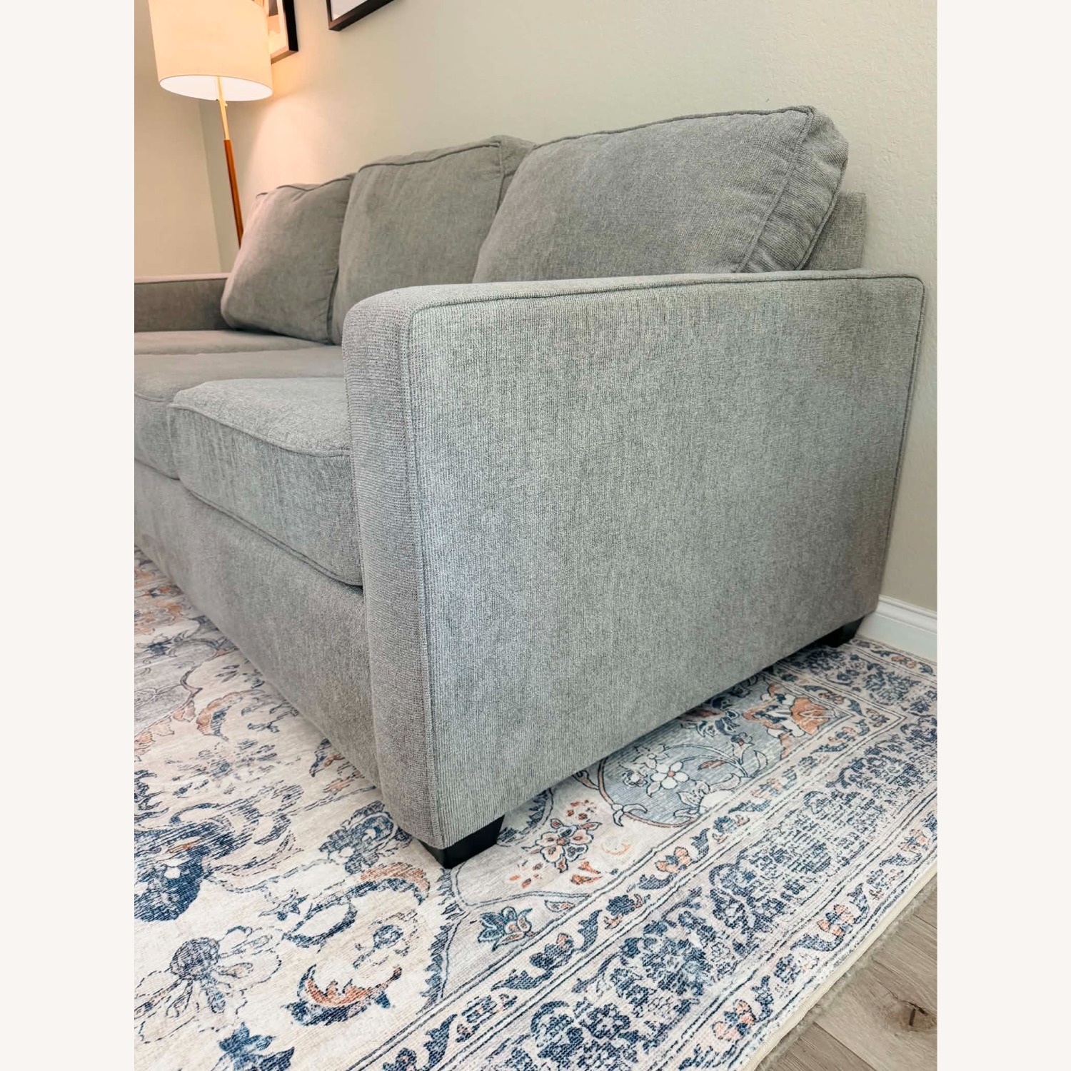 Living Spaces Light Gray Fabric 3+ Seater Sofa - image-2