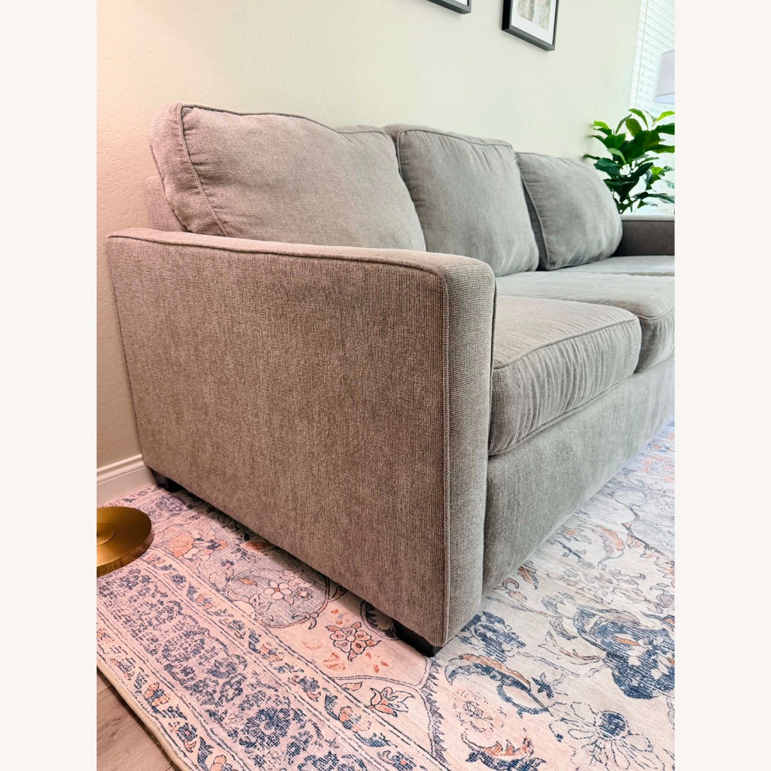 Living Spaces Light Gray Fabric 3+ Seater Sofa - image-3