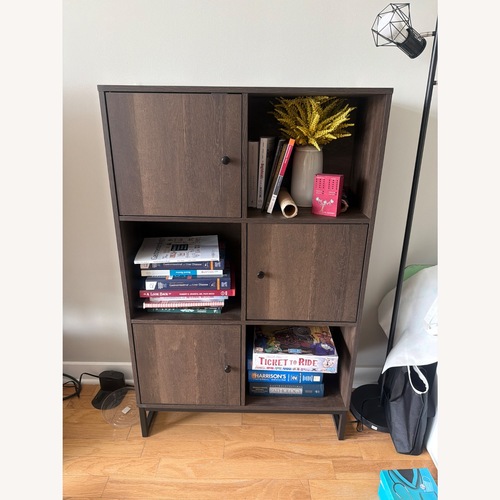 Used Amazon Dark Brown Industrial Wood Bookcase for sale on AptDeco