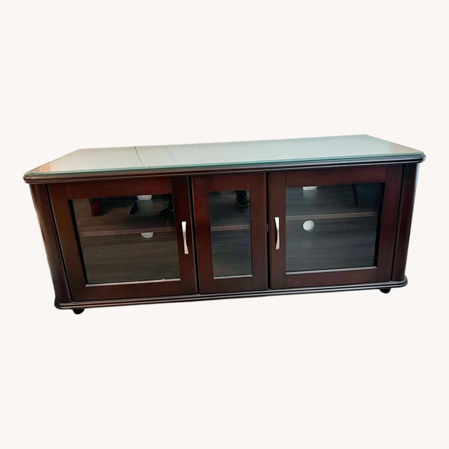 Dark Brown Wood Media Storage - image-0