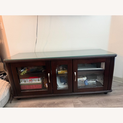Used Dark Brown Wood Media Storage for sale on AptDeco