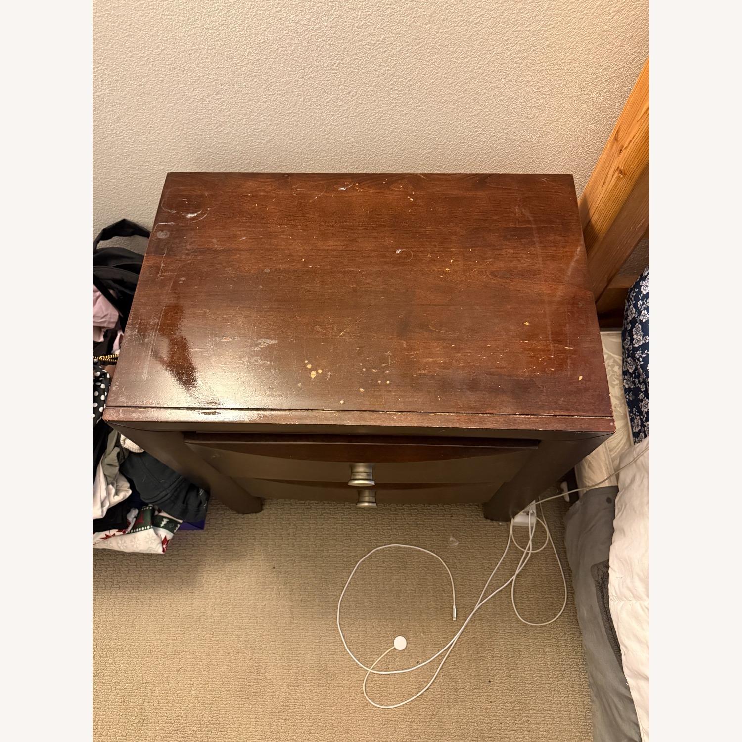 Dark Brown Wood Nightstand - image-2