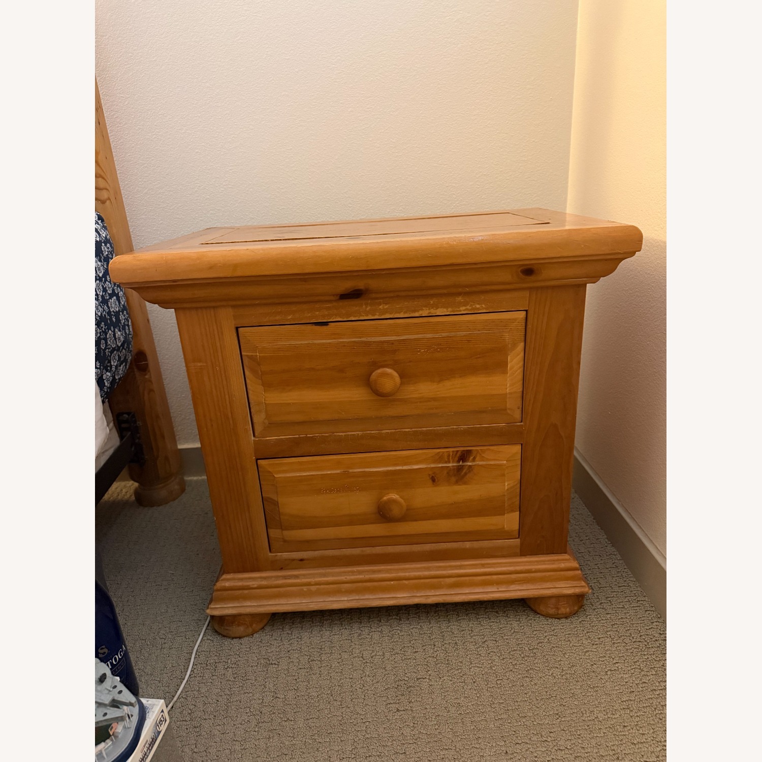 Natural Wood Nightstand - image-2