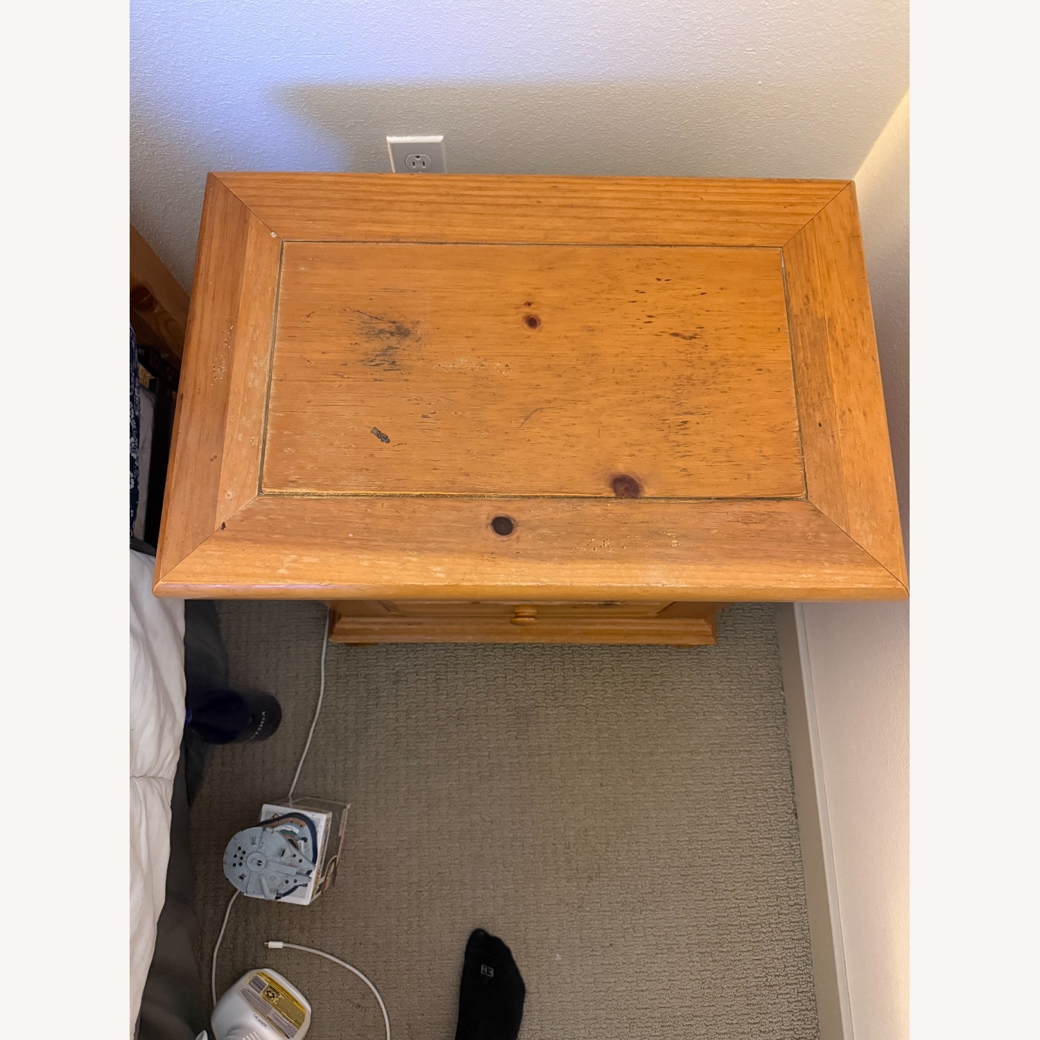 Natural Wood Nightstand - image-3