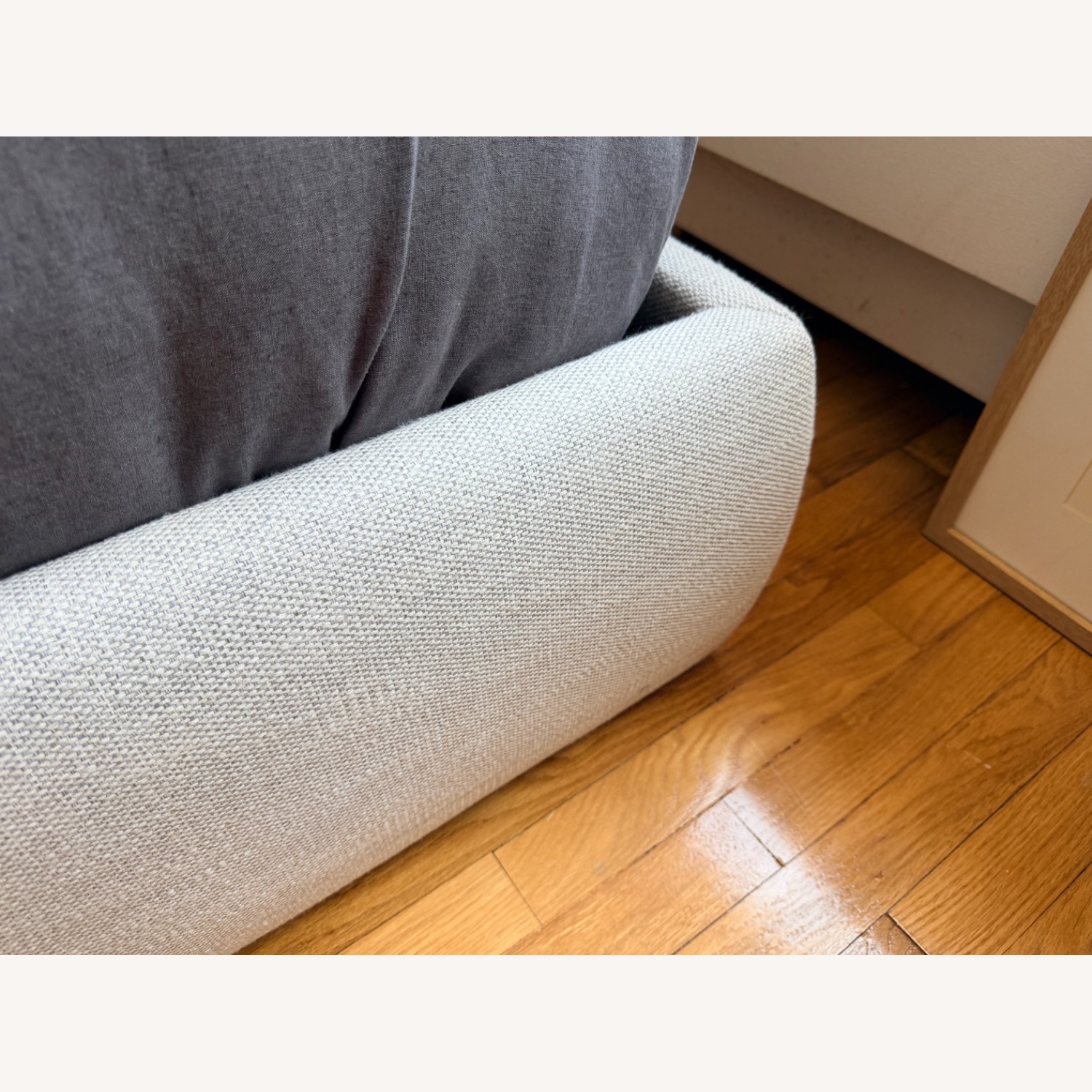 Light Gray Fabric Queen Bed - image-5