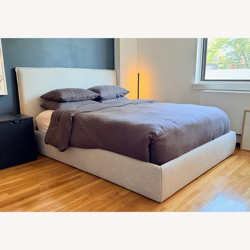 Used Light Gray Fabric Queen Bed for sale on AptDeco