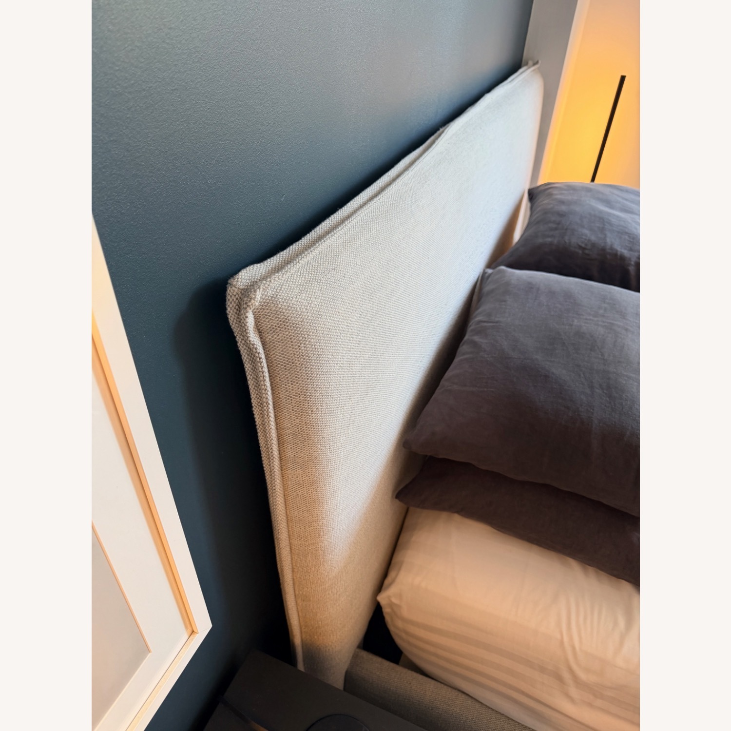 Light Gray Fabric Queen Bed - image-7