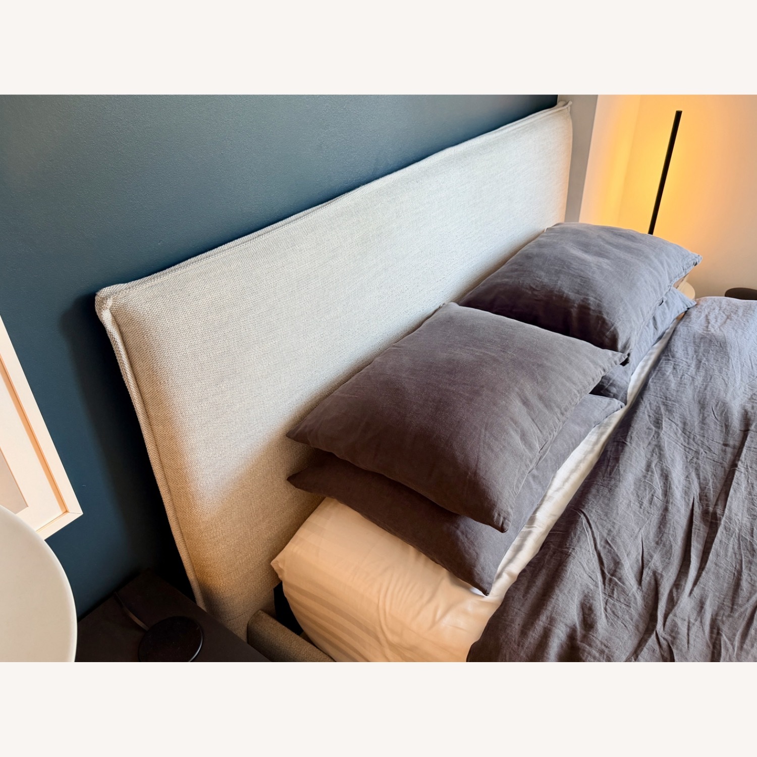 Light Gray Fabric Queen Bed - image-4