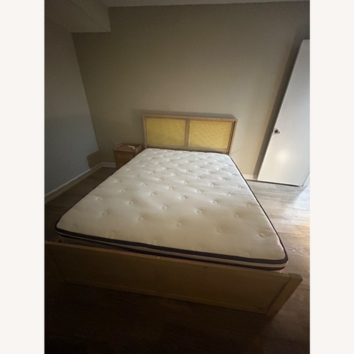 Used Amazon Merax Natural Wood Queen Bed for sale on AptDeco