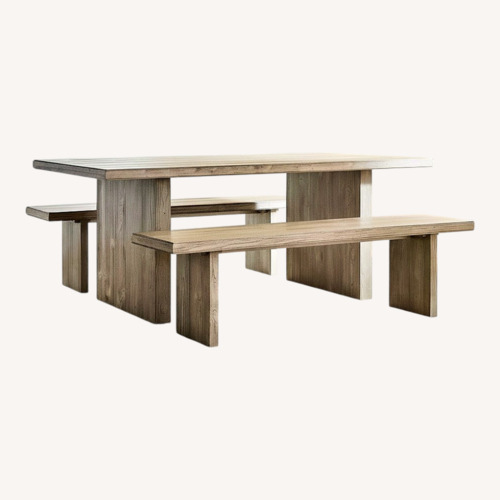 Used West Elm Santa Rosa Light Gray Wood Dining Table for sale on AptDeco