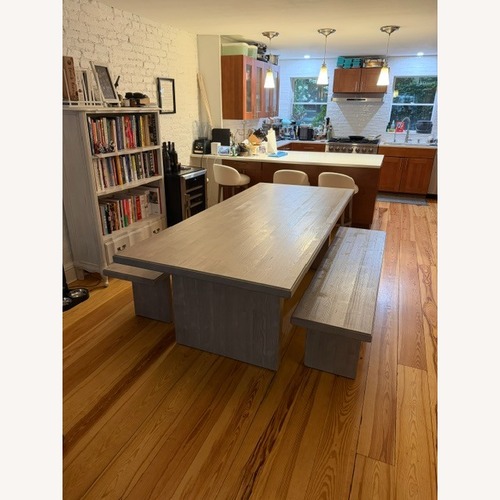 Used West Elm Santa Rosa Light Gray Wood Dining Table for sale on AptDeco