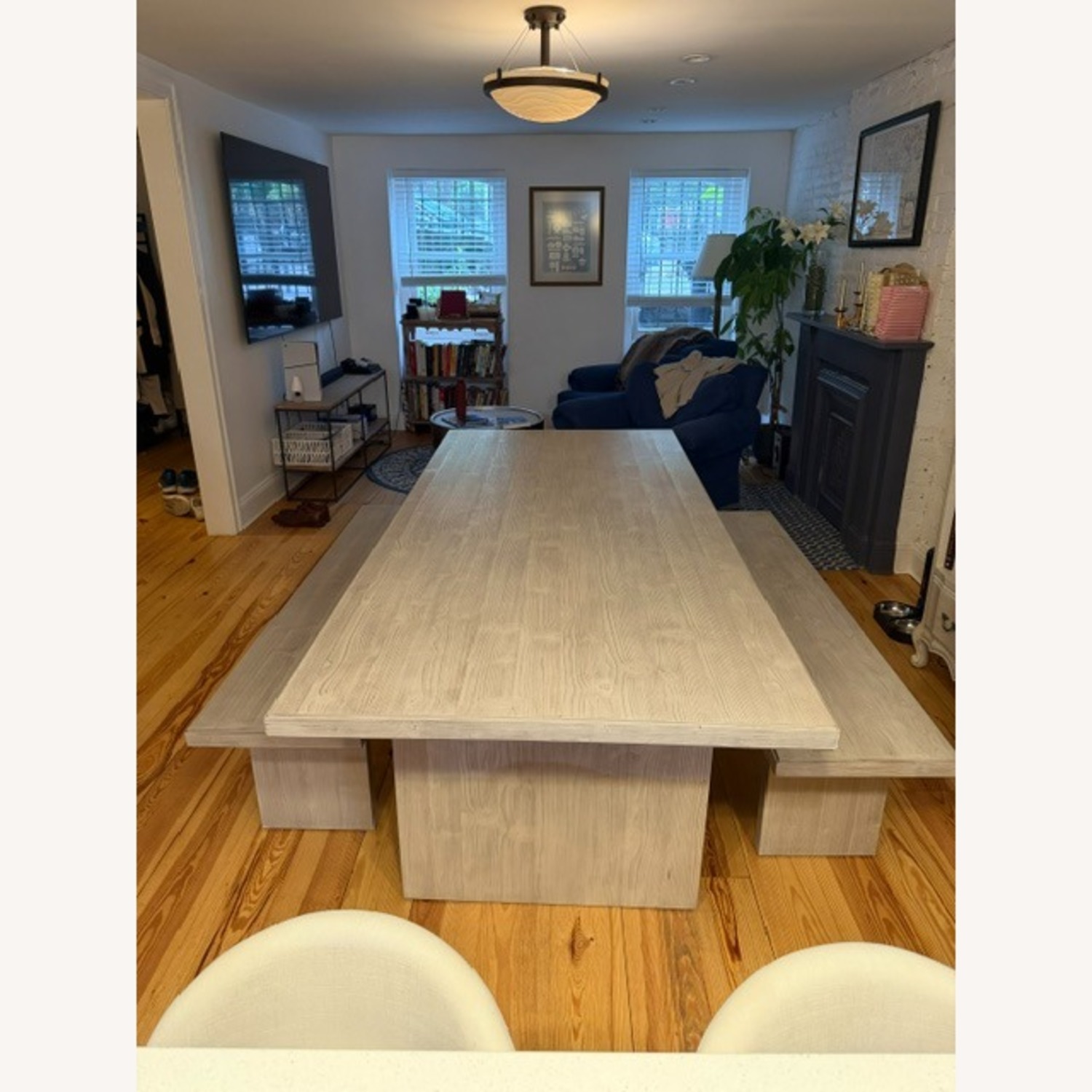 West Elm Santa Rosa Light Gray Wood Dining Table - image-3