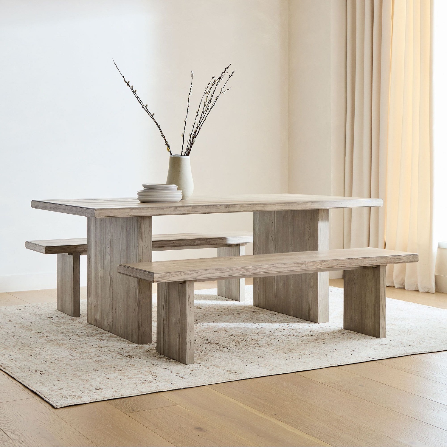 West Elm Santa Rosa Light Gray Wood Dining Table - image-5