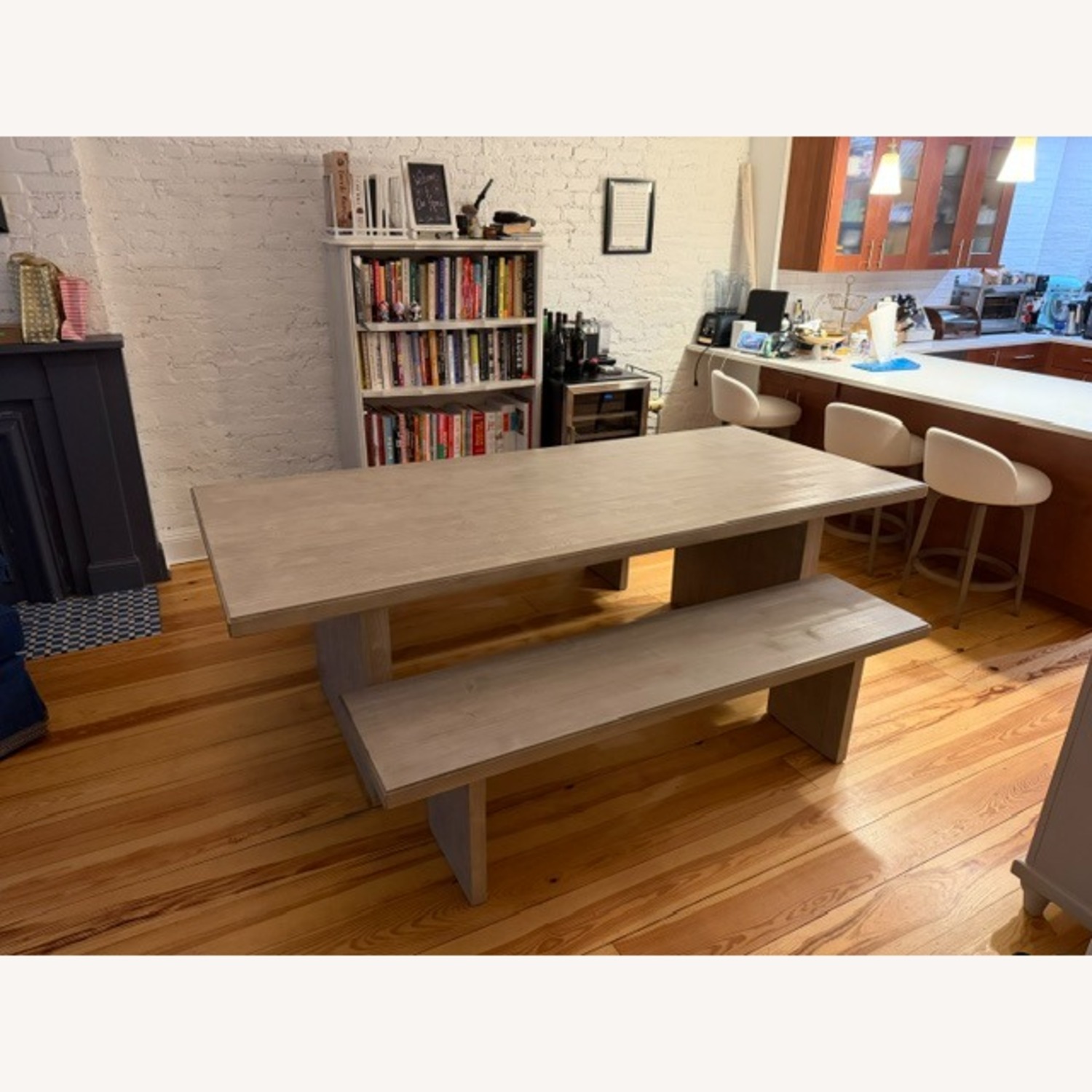 West Elm Santa Rosa Light Gray Wood Dining Table - image-2