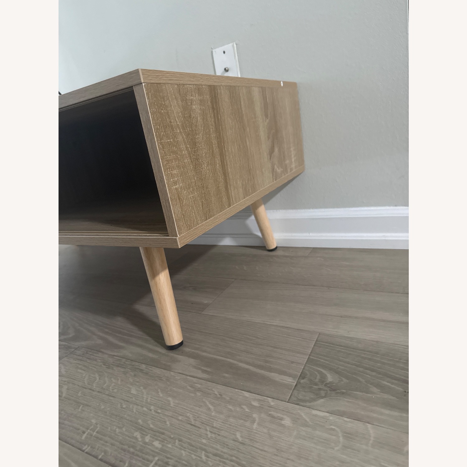 Natural Oak Coffee Table with Sliding Door - image-4