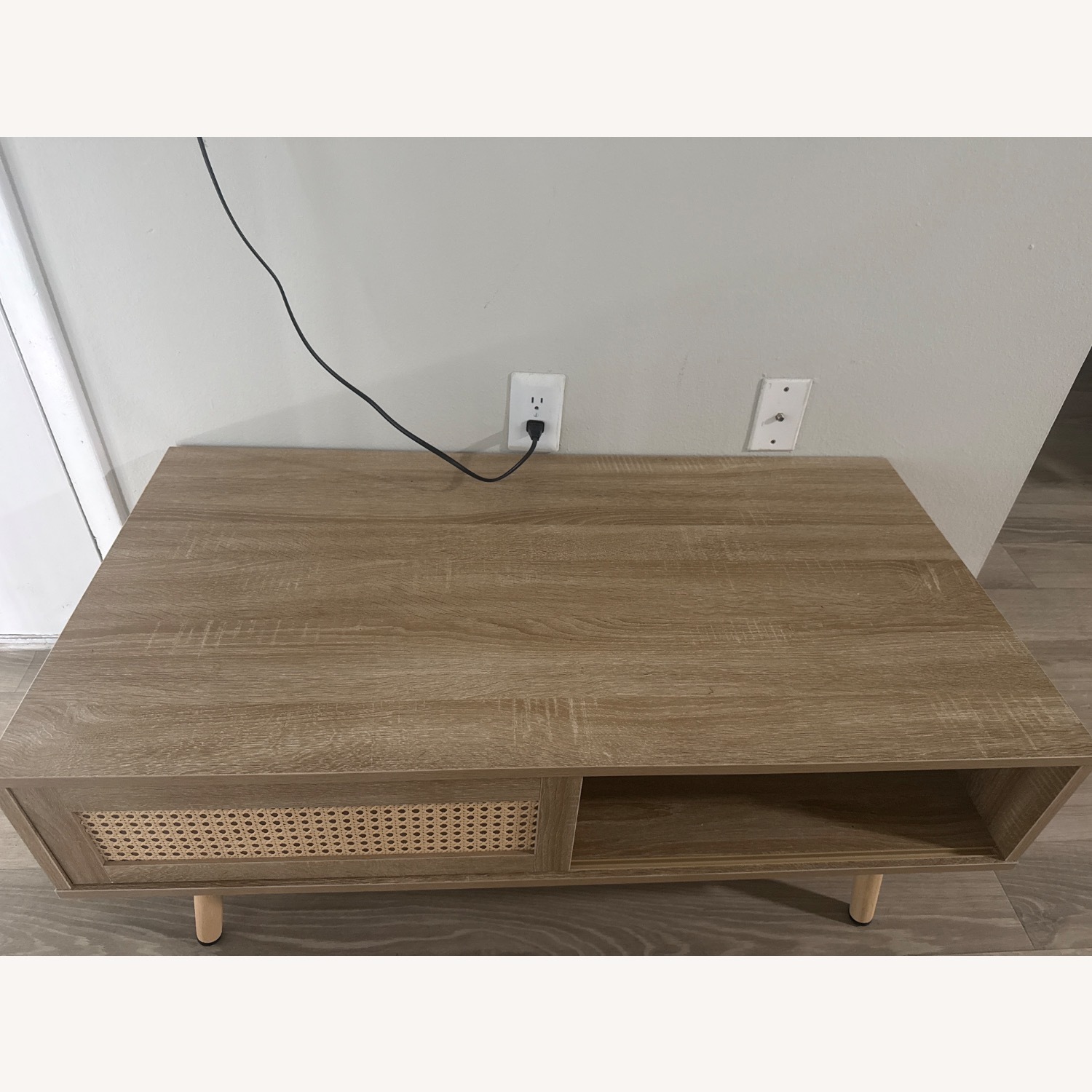 Natural Oak Coffee Table with Sliding Door - image-3