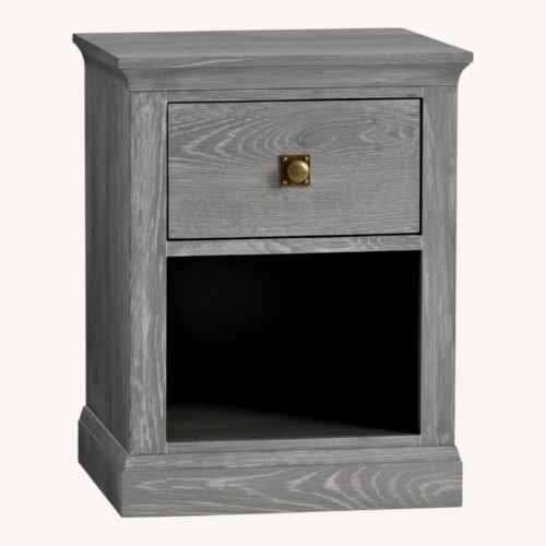 Used Pottery Barn Kids Charlie Light Gray Wood Nightstand for sale on AptDeco