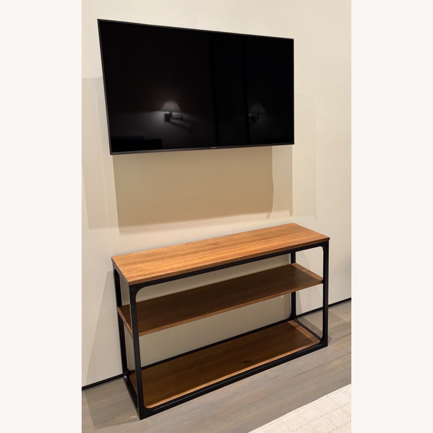 Dark Brown Wood and Metal Side Table - image-2