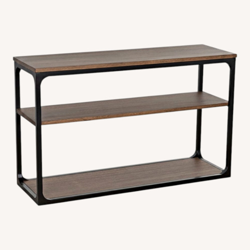 Used Dark Brown Wood and Metal Side Table for sale on AptDeco