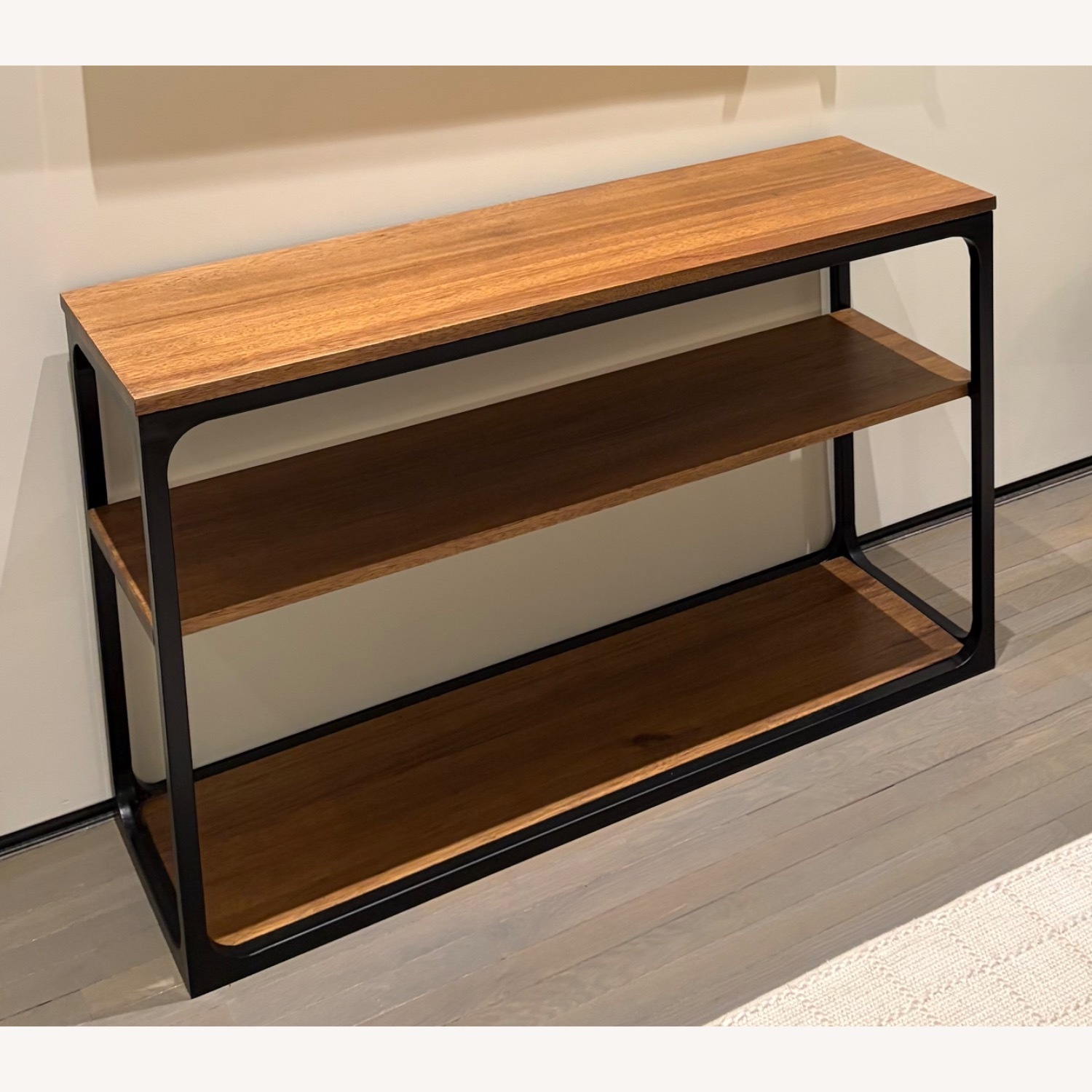 Dark Brown Wood and Metal Side Table - image-3