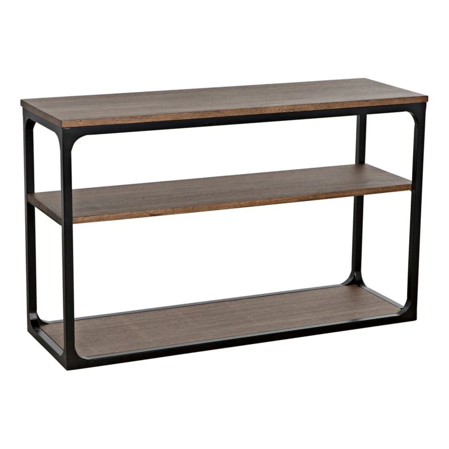 Dark Brown Wood and Metal Side Table - image-4