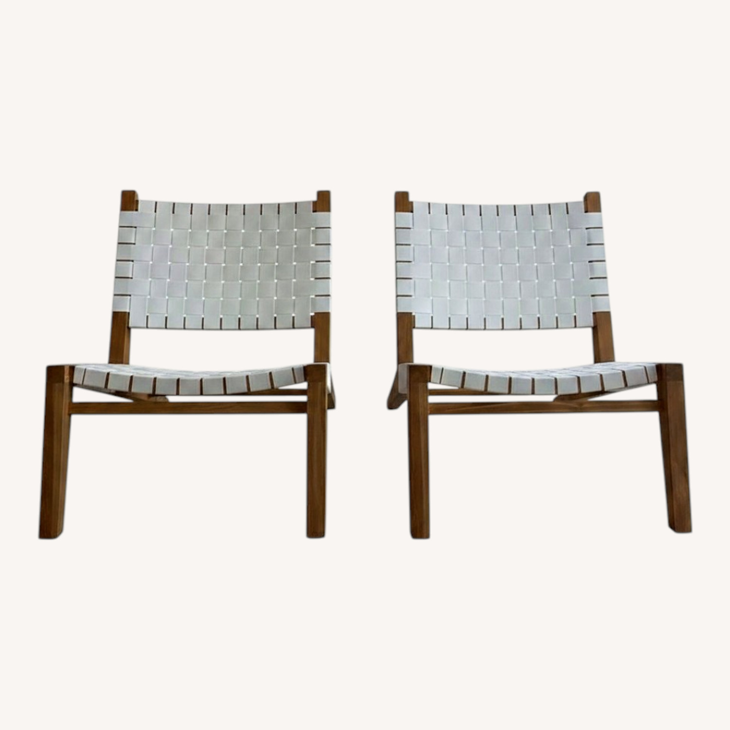 Wood & Fabric Woven Lounge Chairs (Set of 2) - image-5